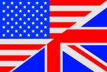 Zusammenstellung aus US Flagge oben links und UK Flagge unten rechts