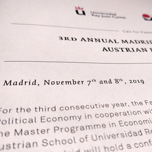 Detail of a document for the conference in Madrid on November 7th and 8th, 2019.