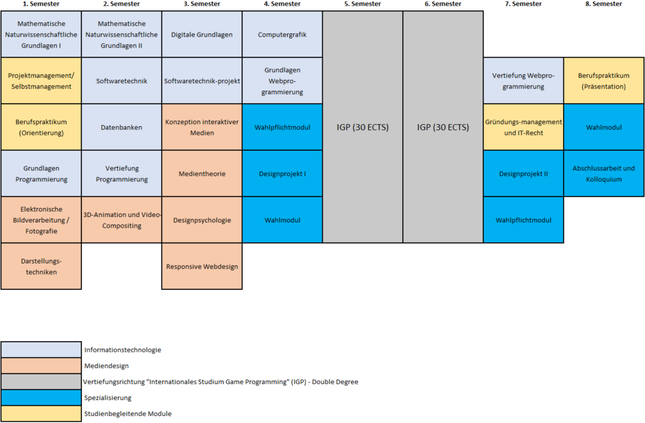 Ablaufplan Vertiefungsrichtung IGP. Ausführliche Beschreibung unterhalb.