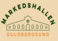 Logo zeigt Fassade einer alten Lagerhalle und Schriftzug Markedshallen Guldborgsund 