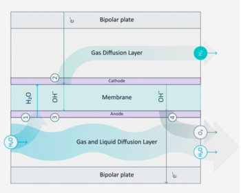 Schaubild Funktion eines AEM Elektrolyseurs 