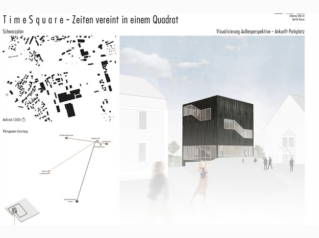 Quadratisches Haus mit Glaselementen