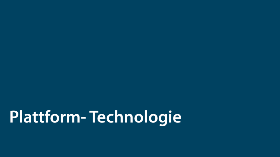 Blauer Hintergrund weißer Schriftzug Plattform-Technologie