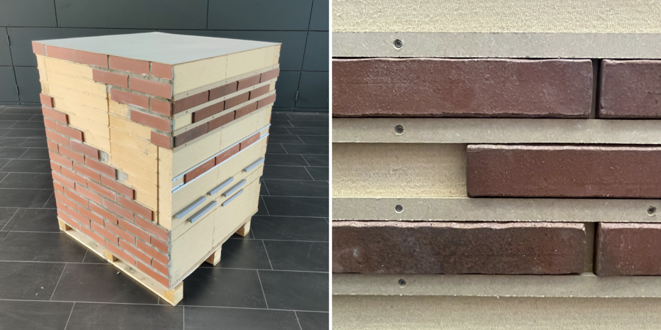 Backsteinfassade mit Holzkern