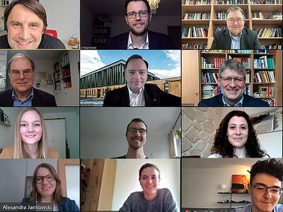Bild zeigt Onlinekonferenz und 12 Kameraausschnitte