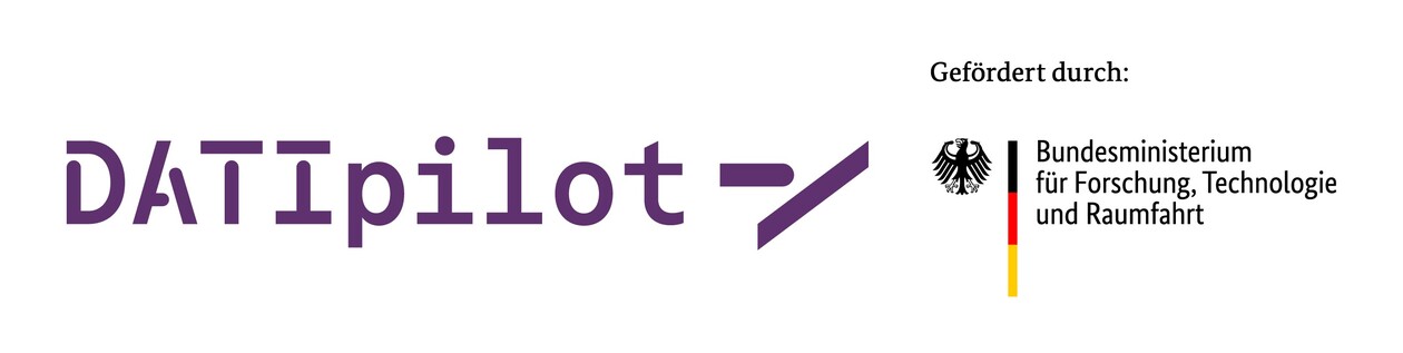 Logo - DATIpilot und gefördert durch: Bundesministerium für Forschung, Technologie und Raumfahrt