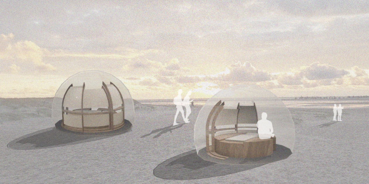 Konzept Privacy Screen 2.0 Konzept der Kugeln auf einem Strand