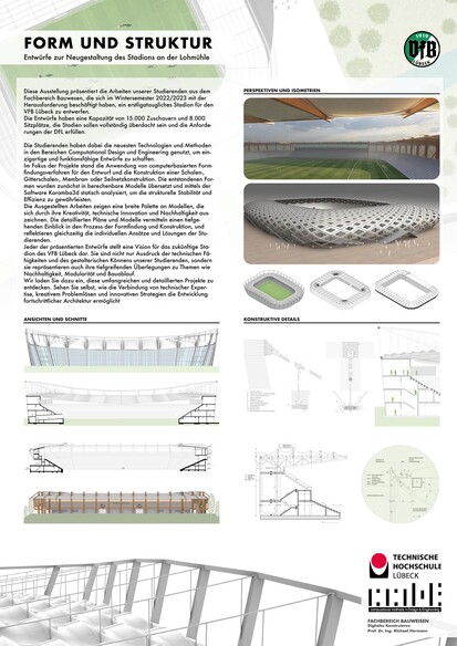 Bild zeigt Text und Entwürfe des Stadion Lohmühle