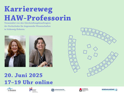 Ein Bild auf dem Karriereweg HAW Professorin steht und zwei Frauen zu sehen sind