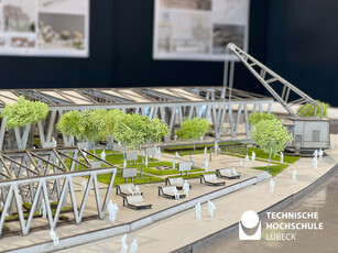 Siegerentwurf Frame Fusion Nahaufnahme der Liegen und Parks des Modells