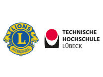 Logo Lions Club hat zwei Löwengesichter - TH Lübeck Logo und Schriftzug