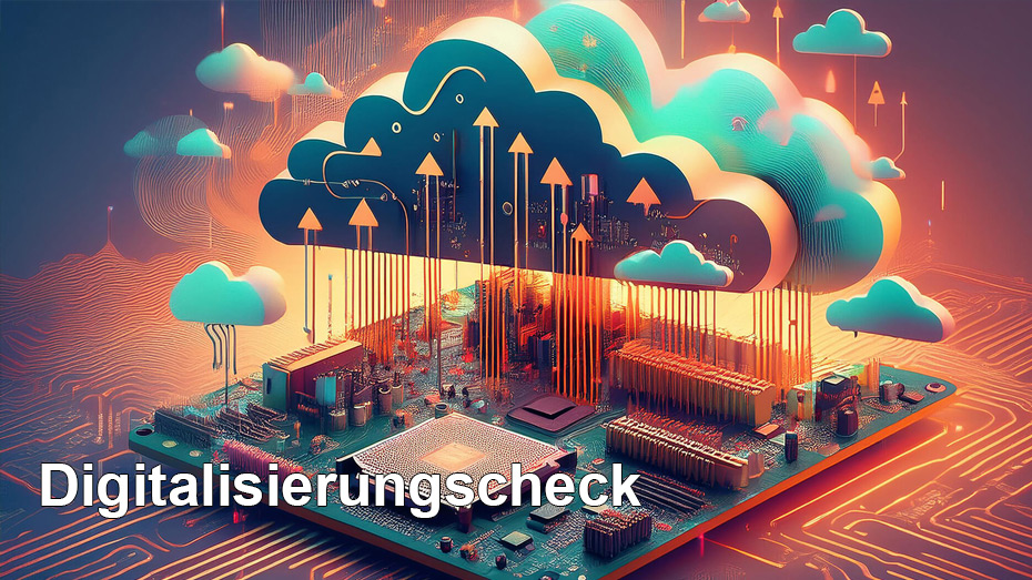 Illustration zeigt Pfeile die von einem Mainboard richtig Cloud zeigen